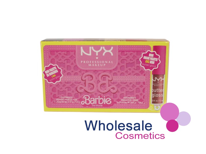 8 x NYX Professional Makeup Barbie The Movie Mini Palette & Gloss - 01 IT'S A BARBIE PARTY